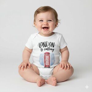 Laughing Giraffe London Is Calling White 0-3 Months England Phone Booth